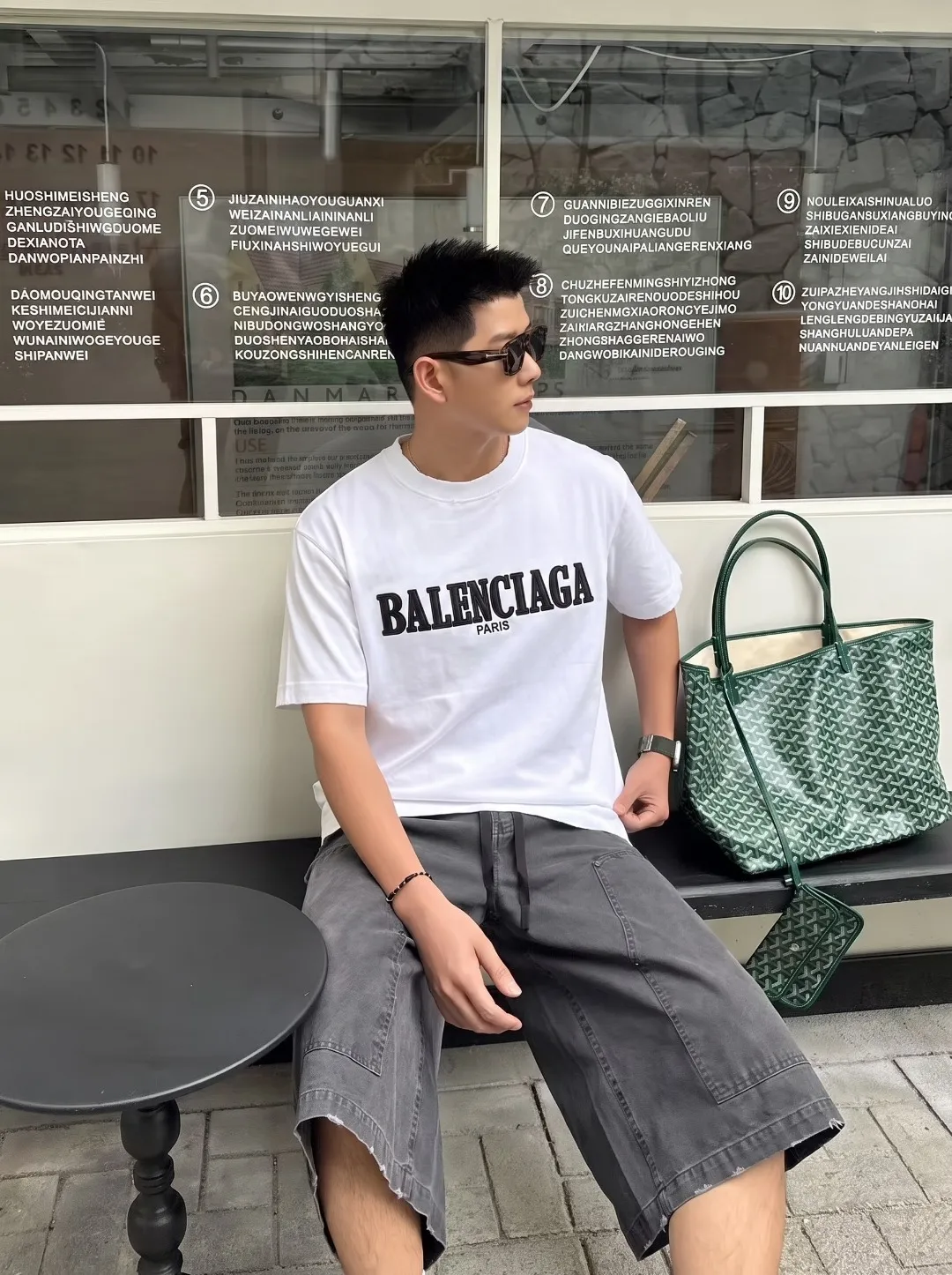 P100✨🔥 [BALENCIAGA] 2026FW short-sleeved T-shirt Premium 26s double yarn 300g fabric embroidery fraying process Color: Black White Red Size: S M L XL 2XL